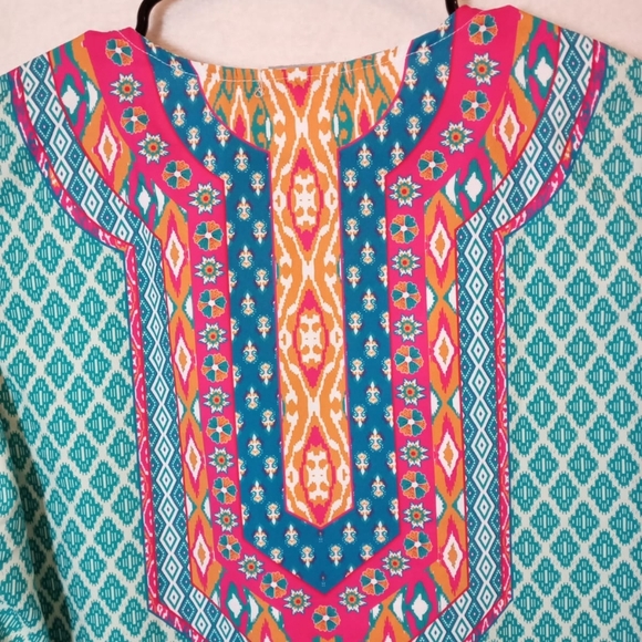 Urban Coco | Classic Bohemian Turquoise Print Dress XL - Picture 4 of 11